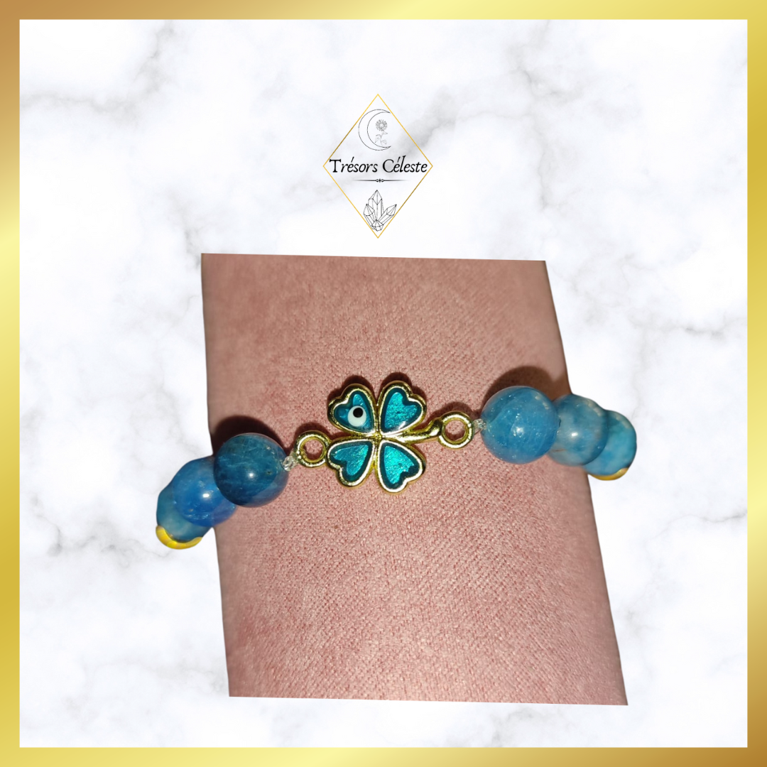 Bracelet Apatite bleue et tourmaline