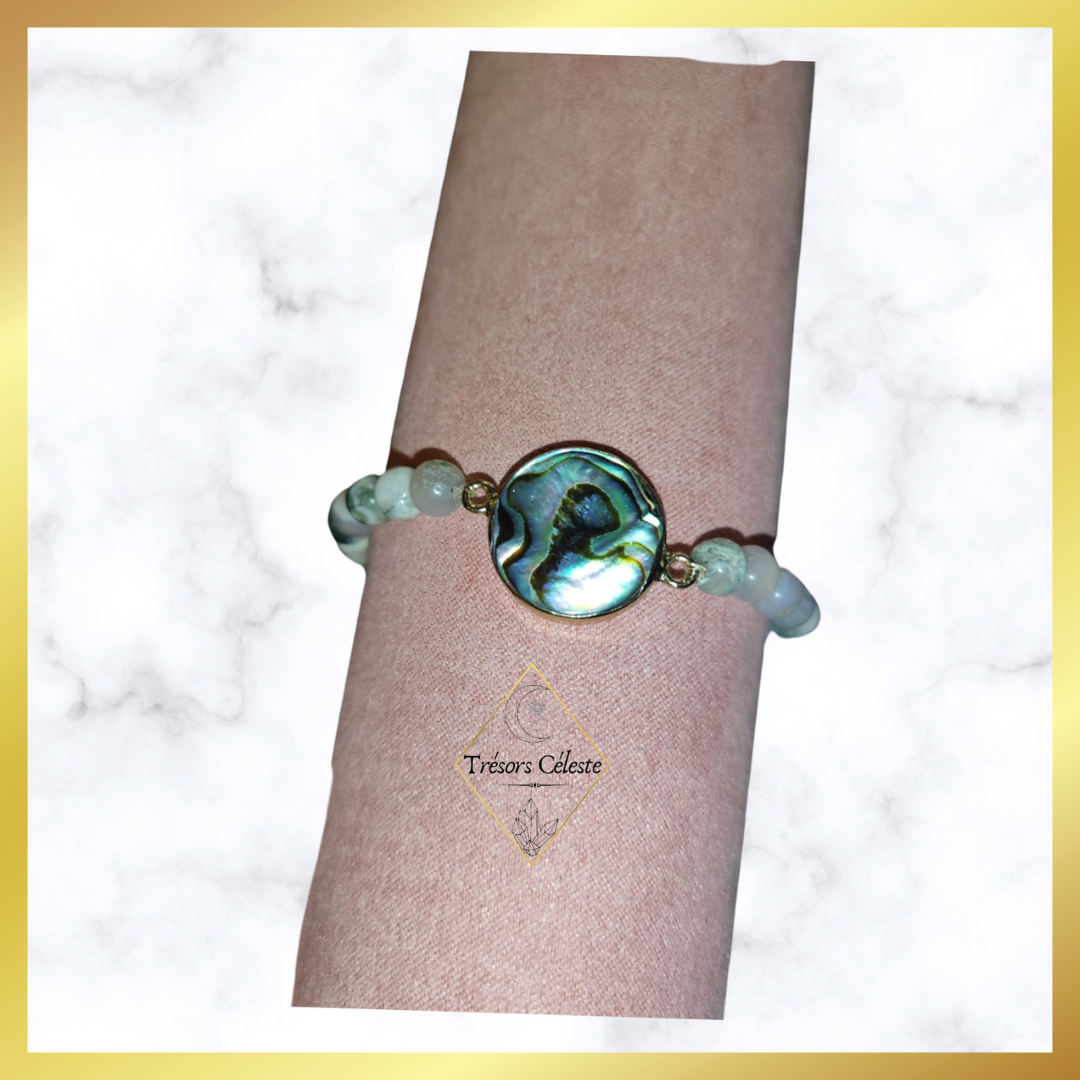 Bracelet Agate arbre et coquille d'abalone