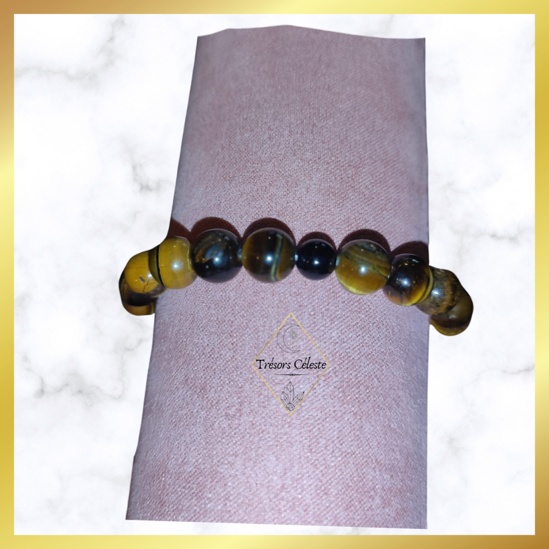 Bracelet Œil de tigre et Obsidienne