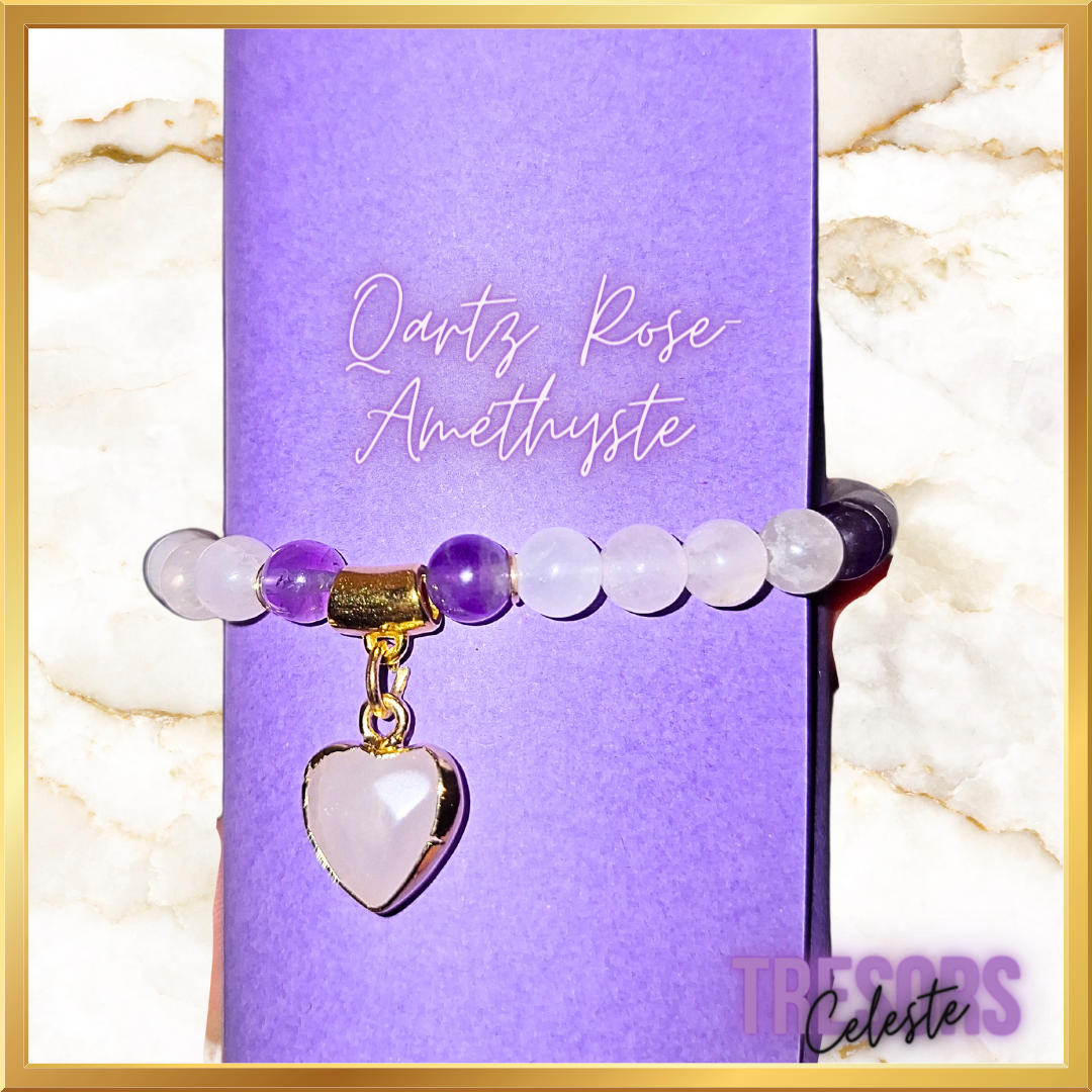 Bracelet Quartz rose & Améthyste