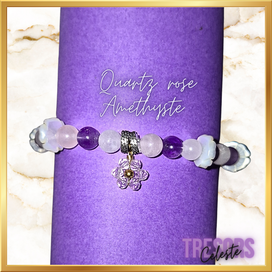 Bracelet quartz rose - améthyste
