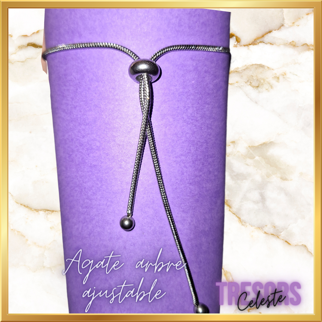 Bracelet ajustable agate arbre