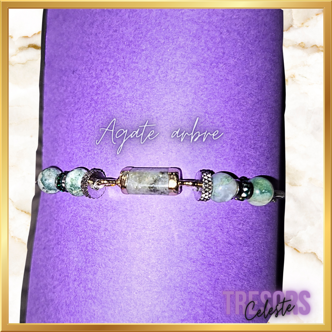 Bracelet ajustable agate arbre