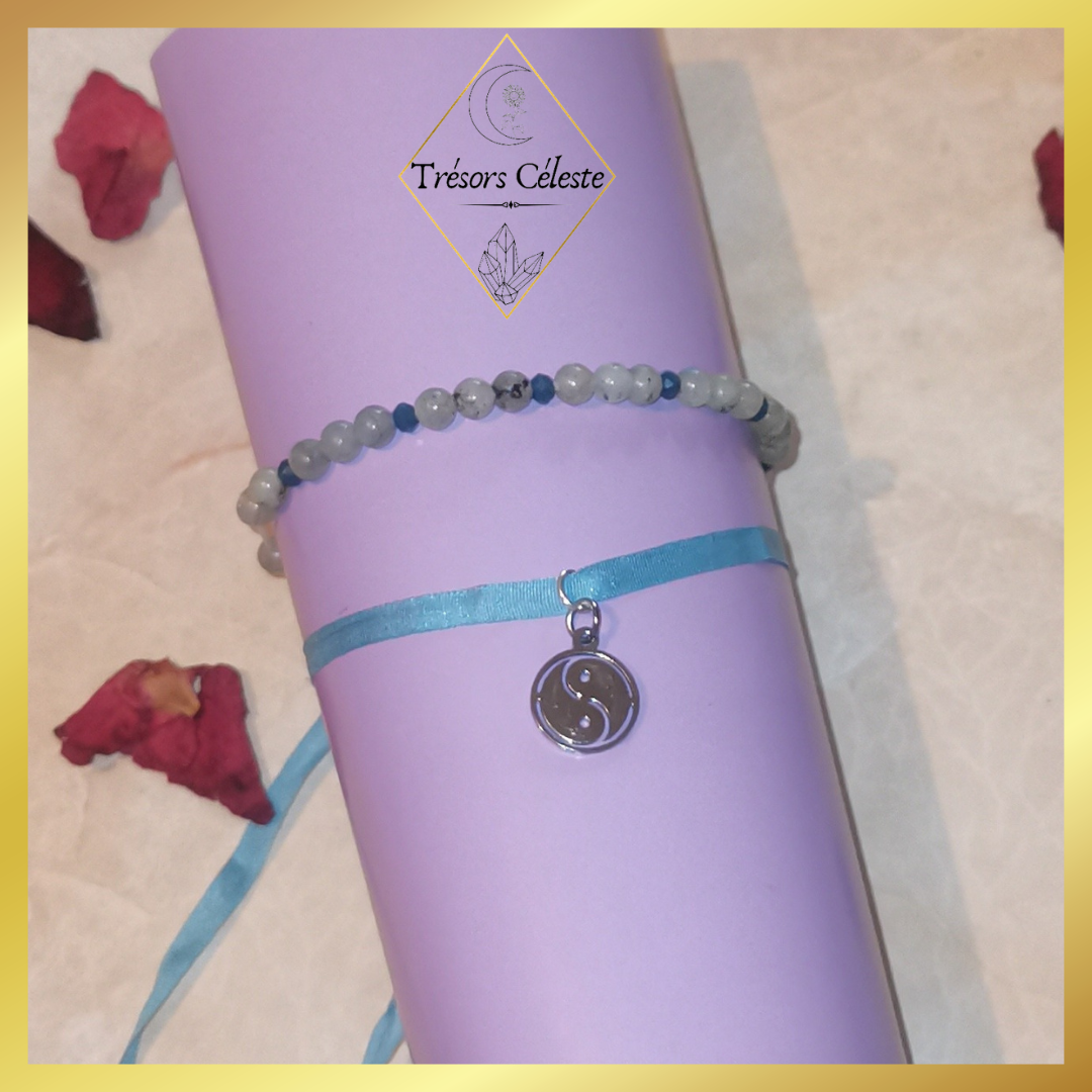 Bracelet duo labradorite / breloque yin et yang