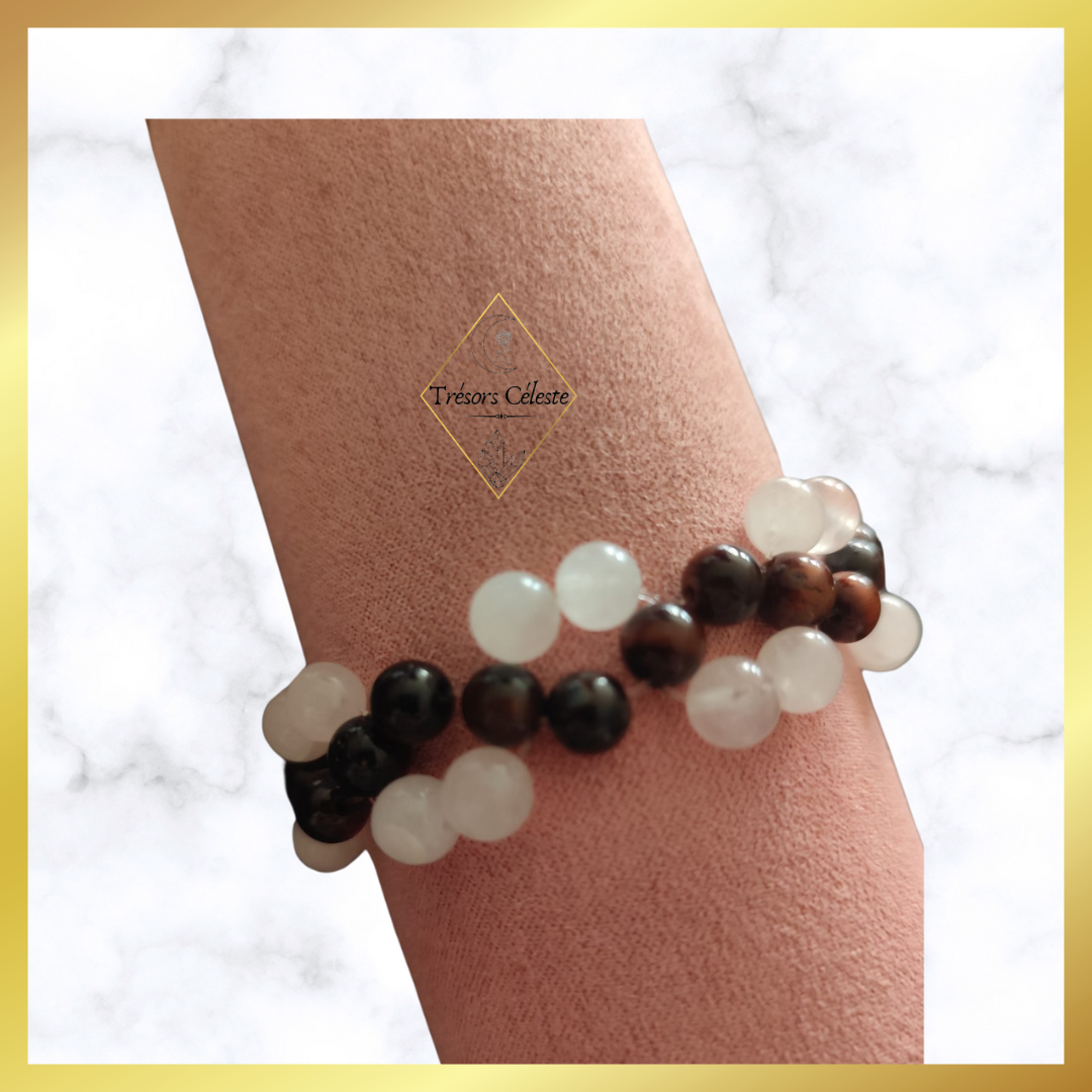 Bracelet Quartz rose et œil de taureau