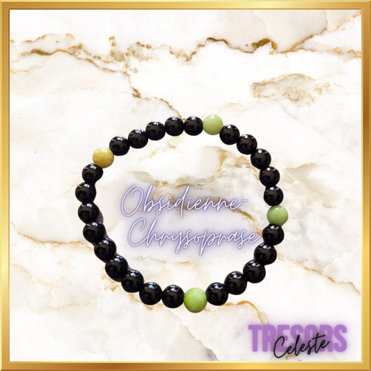 Bracelet obsidienne et chrysoprase