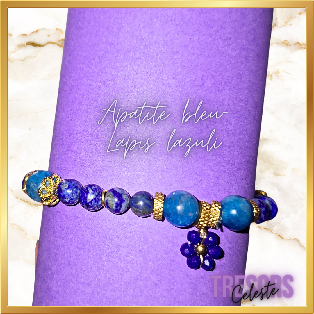 Bracelet apatite bleu - lapis lazuli