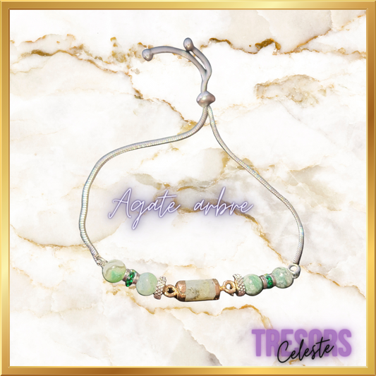 Bracelet ajustable agate arbre