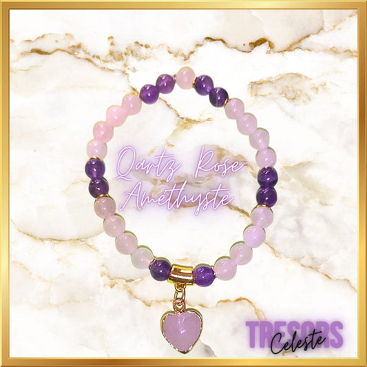 Bracelet Quartz rose & Améthyste