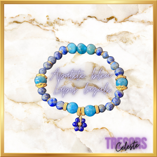 Bracelet apatite bleu - lapis lazuli