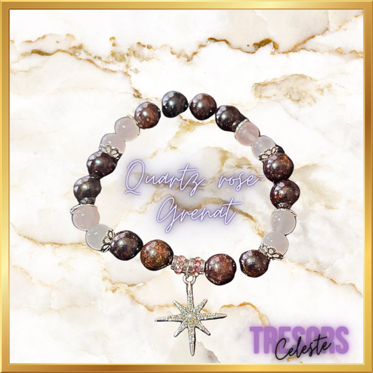Bracelet quartz rose - grenat