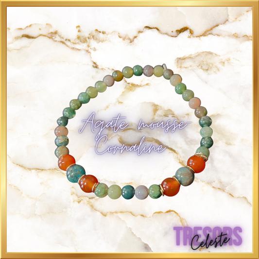 Bracelet agate mousse - cornaline
